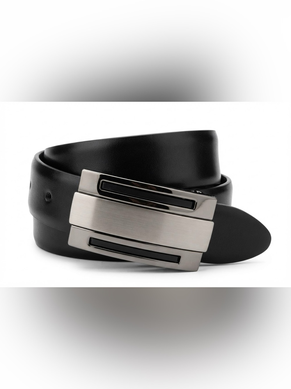 Men’s Genuine Leather Black Dress Belt Size 34 Gun Metal Grey